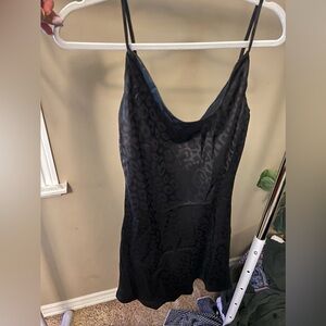 Black Cheetah Satin mini dress.  Size large!